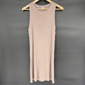 Wilfred Free Aritzia Women's Dunes Ribbed Tank Dress L Light Brown Tencel Modal